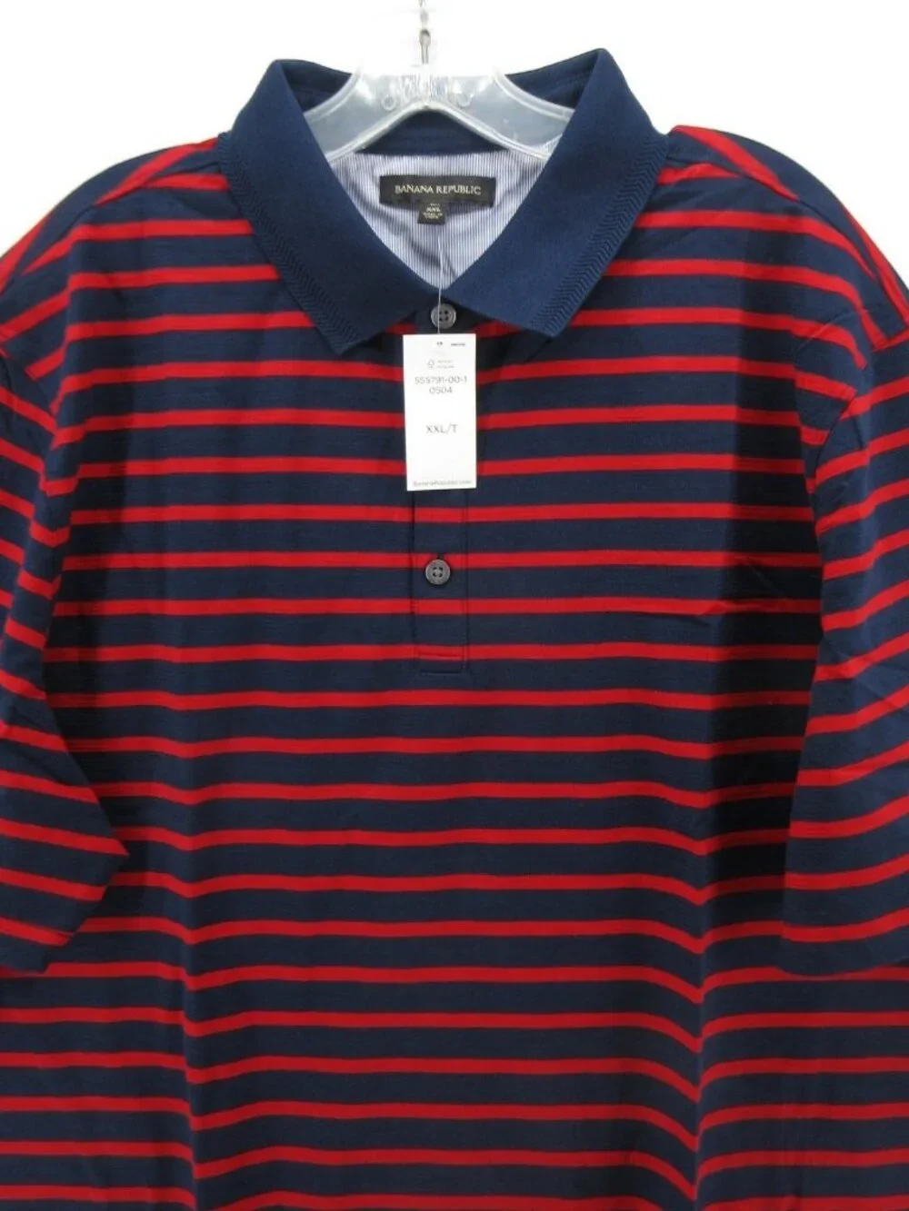 Banana Republic Polo Shirt XXL Tall Red Pullover Striped Preppy NEW